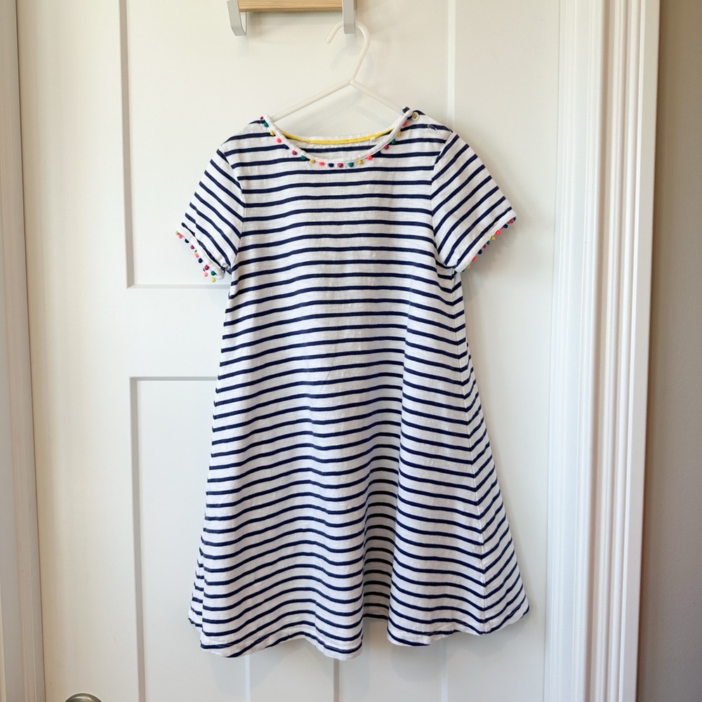 Boden Navy and White Striped Kids Dress